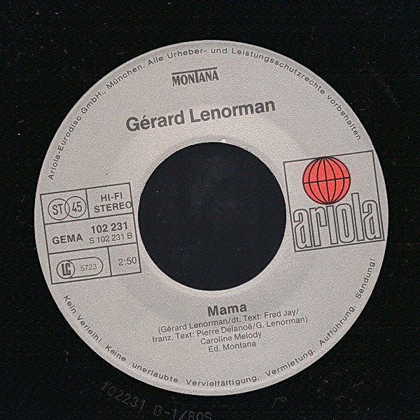 Gérard Lenorman : Soviel Ist Schon Vom Wind Verweht / Mama (7", Single)