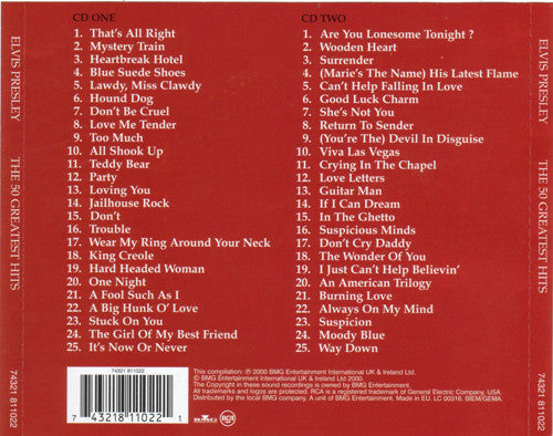 Elvis Presley : The 50 Greatest Hits (2xCD, Comp, Dis)