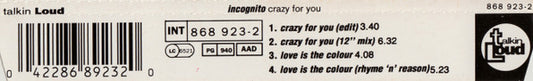 Incognito : Crazy For You (CD, Maxi)