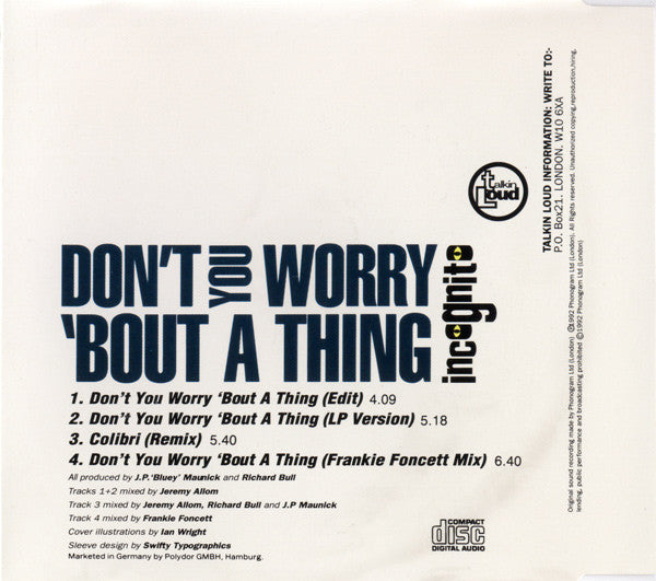 Incognito : Don't You Worry 'Bout A Thing (CD, Single)