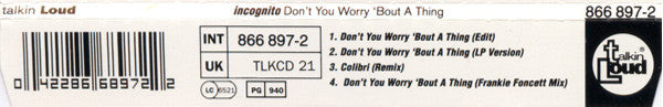 Incognito : Don't You Worry 'Bout A Thing (CD, Single)