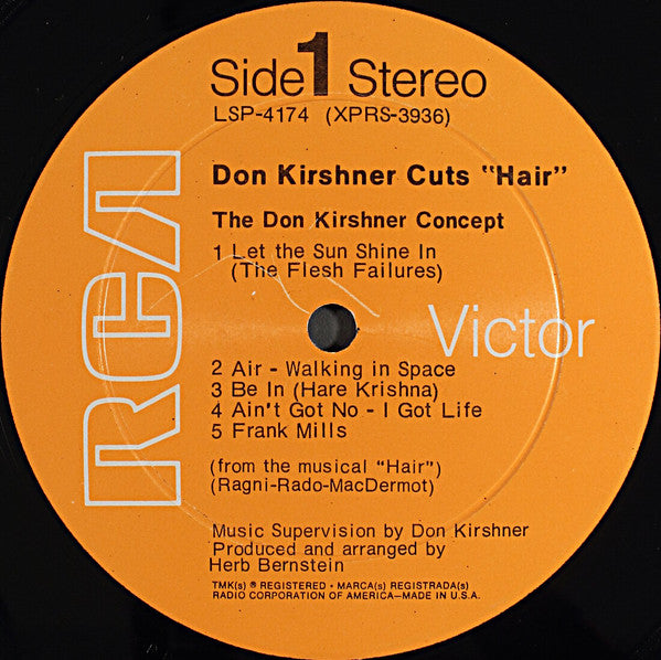 The Don Kirshner Concept : Don Kirshner Cuts "Hair" (LP, Album, Roc)