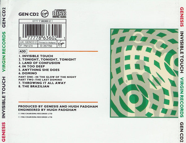 Genesis : Invisible Touch (CD, Album, RE)