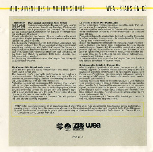 Various : More Adventures In Modern Sounds / WEA - Stars On CD (CD, Comp, Promo, Tar)