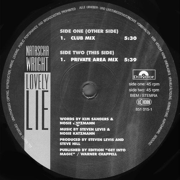 Natascha Wright : Lovely Lie (12")