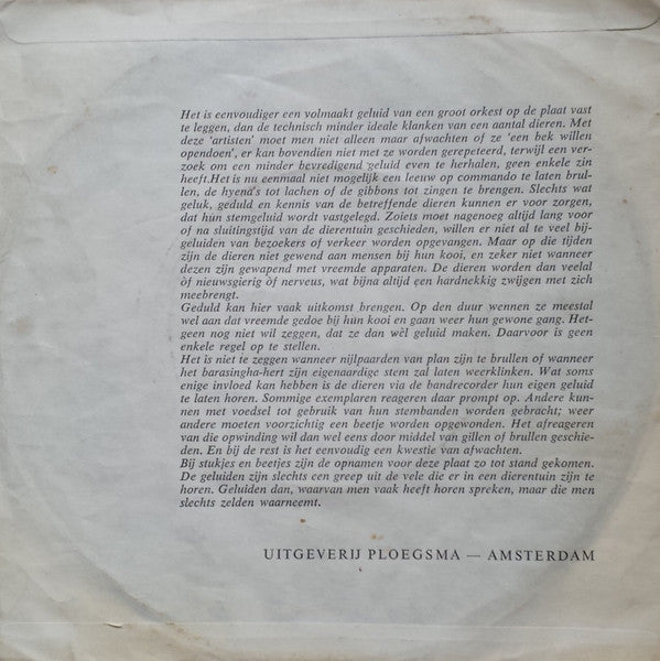 H. van de Werken : Dieren Symfonie (7")