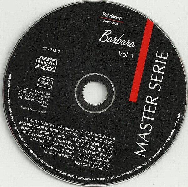 Barbara (5) : Vol.1 (CD, Comp, RE)