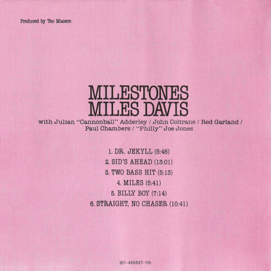 Miles Davis : Milestones (CD, Album, Mono, RE, RM)