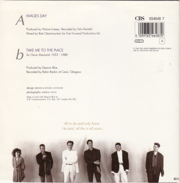 Deacon Blue : Wages Day (7", Single)