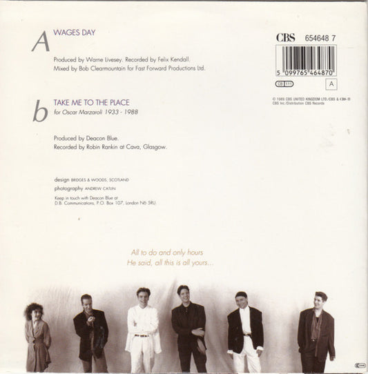 Deacon Blue : Wages Day (7", Single)