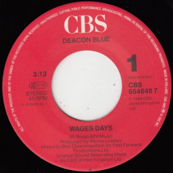 Deacon Blue : Wages Day (7", Single)