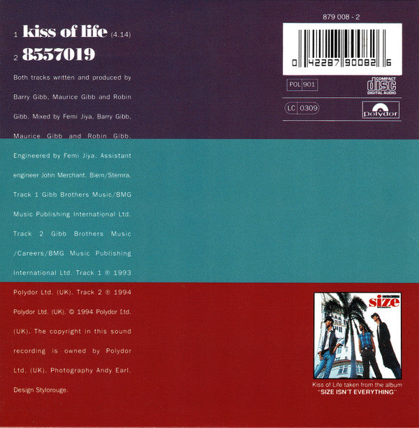 Bee Gees : Kiss Of Life (CD, Single)