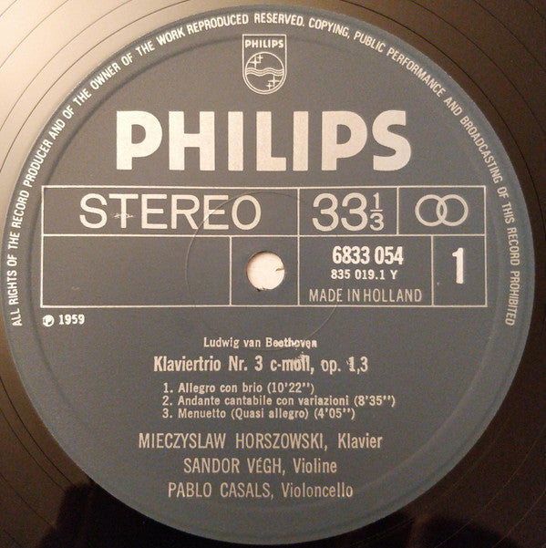 Ludwig van Beethoven, Pablo Casals : In Memoriam - Piano Trio, Op.1 No. 3, Cello Sonata Op.17 (LP, RE)
