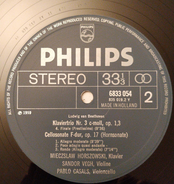 Ludwig van Beethoven, Pablo Casals : In Memoriam - Piano Trio, Op.1 No. 3, Cello Sonata Op.17 (LP, RE)