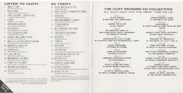 Cliff Richard : The CD Collection 2 - Listen To Cliff & 21 Today (2xCD, Album, Comp, RM)