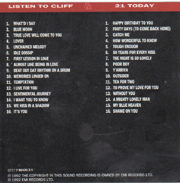 Cliff Richard : The CD Collection 2 - Listen To Cliff & 21 Today (2xCD, Album, Comp, RM)