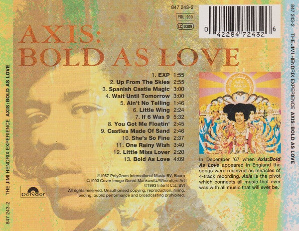 The Jimi Hendrix Experience : Axis: Bold As Love (CD, Album, RE, RM, RP)