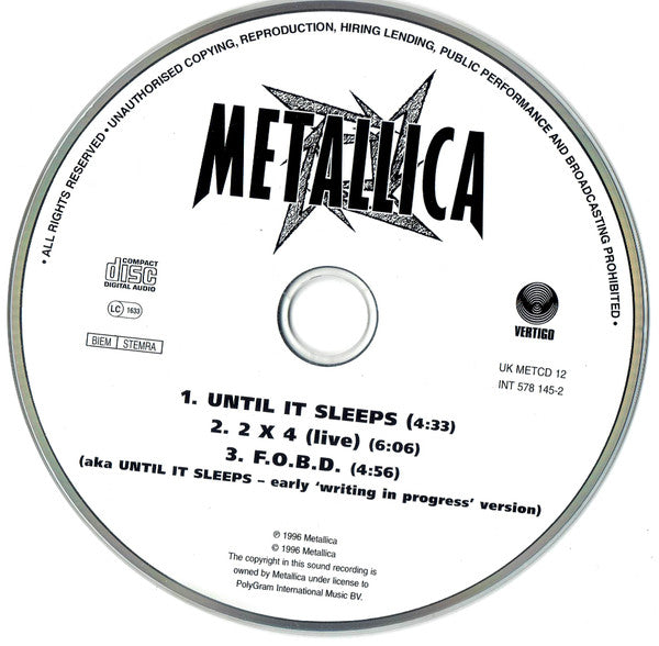 Metallica : Until It Sleeps (CD, Single, CD1)