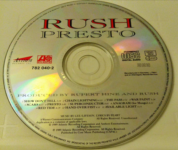 Rush : Presto (CD, Album)