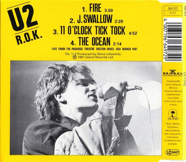 U2 : R.O.K. (Fire) (CD, Single, Bla)