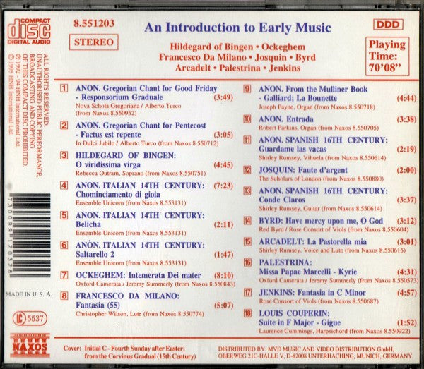Various : An Introduction To Early Music (CD, Comp)