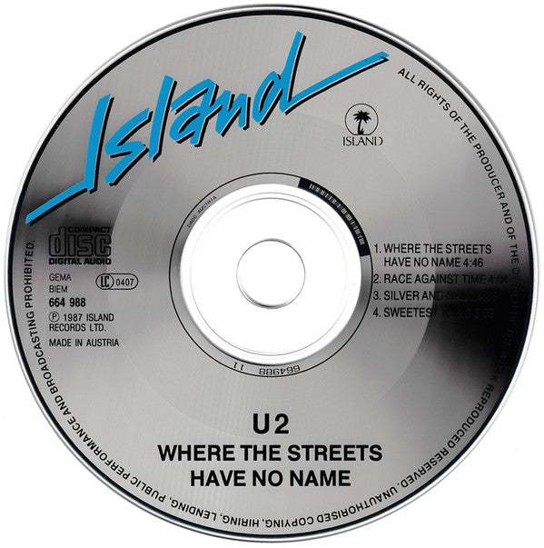 U2 : Where The Streets Have No Name (CD, Single, RE)