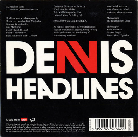 Dennis (68) : Headlines (CD, Single)