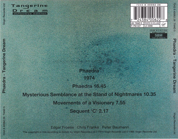 Tangerine Dream : Phaedra (CD, Album, RE, RM)