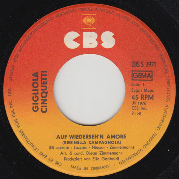 Gigliola Cinquetti : Aufwiederseh'n Amore (7", Single)