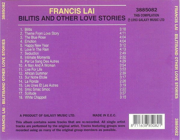 Francis Lai : Bilitis And Other Love Stories; The Collection (CD, Comp)