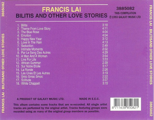 Francis Lai : Bilitis And Other Love Stories; The Collection (CD, Comp)
