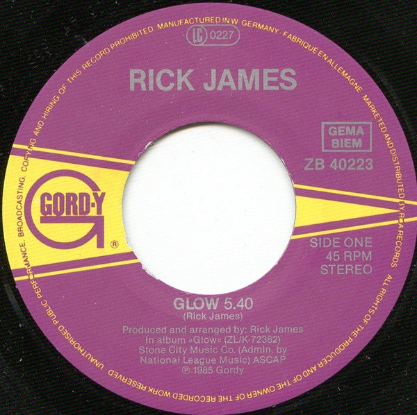 Rick James : Glow (7", Single)