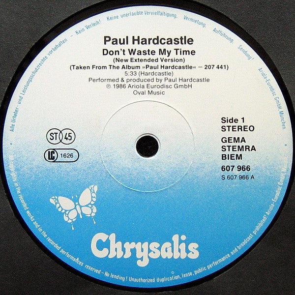 Paul Hardcastle : Don't Waste My Time (12", Maxi)