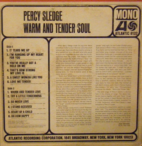 Percy Sledge : Warm & Tender Soul (LP, Album, Mono)