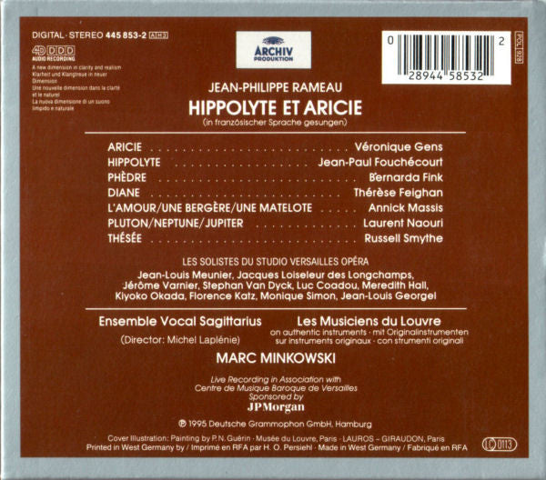 Jean-Philippe Rameau - Jean-Paul Fouchécourt, Véronique Gens, Bernarda Fink, Russell Smythe, Laurent Naouri, Ensemble Vocal Sagittarius, Les Musiciens Du Louvre, Marc Minkowski : Hippolyte Et Aricie (3xCD, Album + Box)