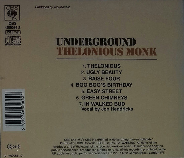 Thelonious Monk : Underground (CD, Album, RE, RM)