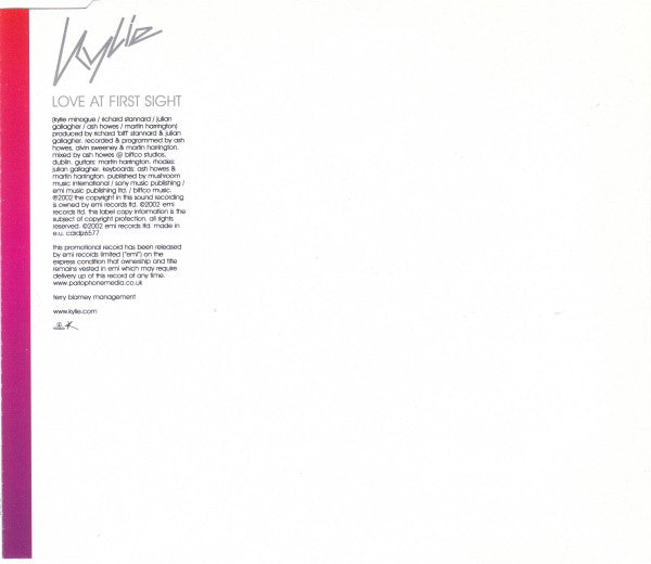 Kylie Minogue : Love At First Sight (CD, Single, Promo)