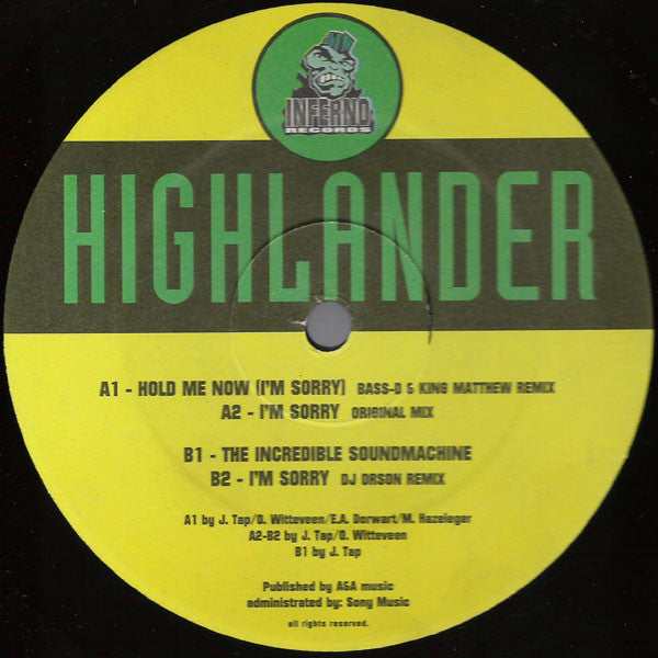 Highlander : Hold Me Now (12")