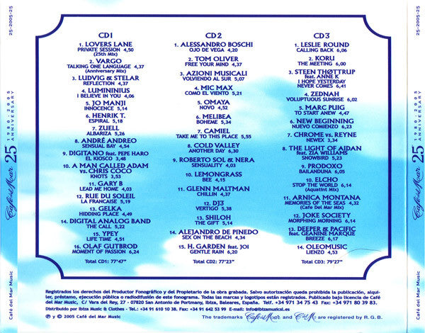 Various : Café Del Mar - 25th Anniversary (1980-2005) (3xCD, Comp)