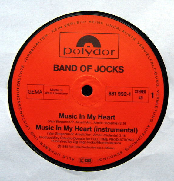 Band Of Jocks : Music In My Heart (12", Maxi)