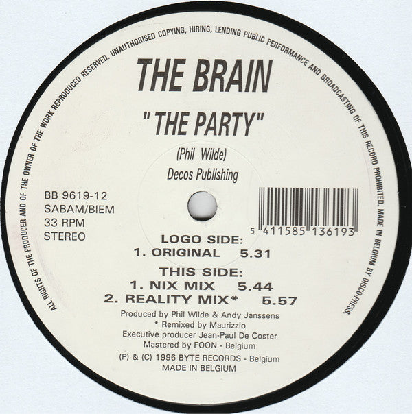 The Brain : The Party (12")