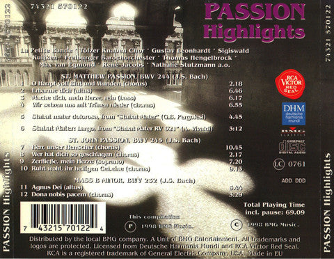 Johann Sebastian Bach - La Petite Bande - Balthasar-Neumann-Chor - Tölzer Knabenchor - Freiburger Barockorchester : Passion Highlights (CD, Comp)