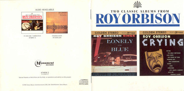 Roy Orbison : Lonely & Blue / Crying (CD, Comp, RP)