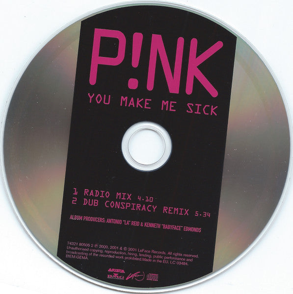 P!nk : You Make Me Sick (CD, Single, Car)