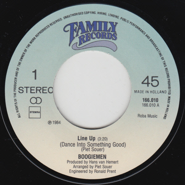 Boogiemen* : Line Up (Dance Into Something Good) (7", Single)