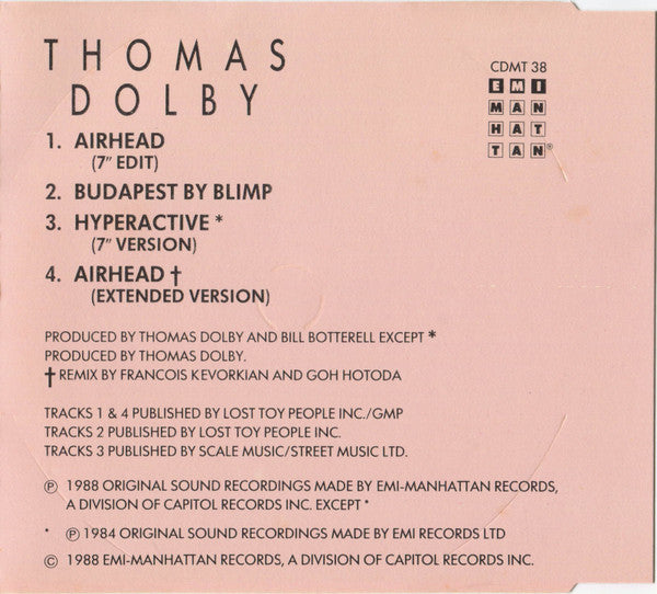 Thomas Dolby : Airhead (CD, Maxi)