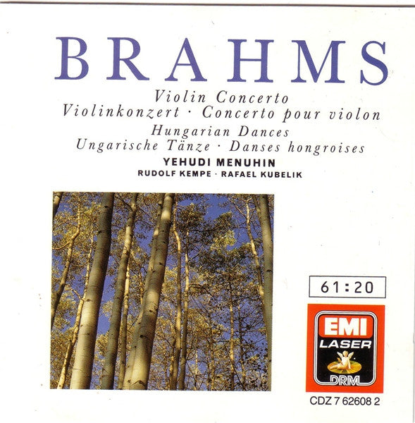 Johannes Brahms / Yehudi Menuhin - Rudolf Kempe - Rafael Kubelik : Violin Concerto - Hungarian Dances (CD, Comp, RM)