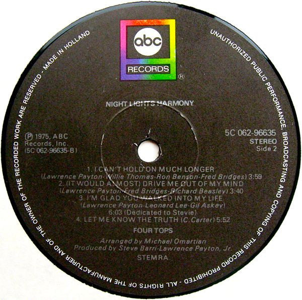 Four Tops : Night Lights Harmony (LP, Album)