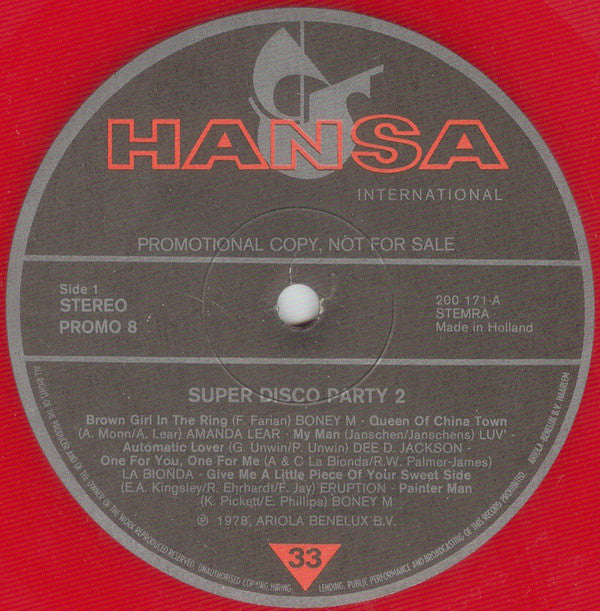 Various : Super Disco Party 2 (LP, Comp, Promo, Red)