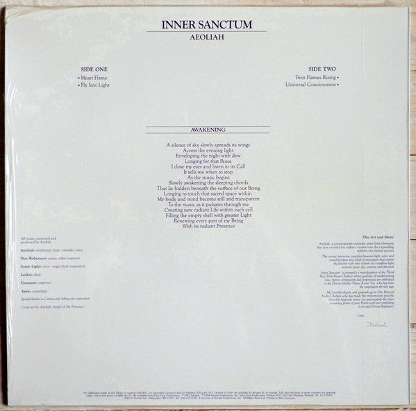 Aeoliah : Inner Sanctum (LP, Album)